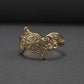 vkngjewelry Bagues Helm of Awe Symbol and Wolf Ornament Gold Ring