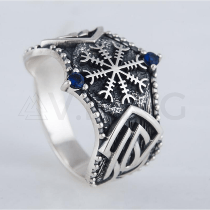 vkngjewelry Bagues Helm of Awe Symbol Norse Ornament Sterling Silver Ring