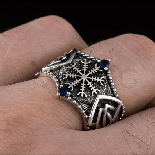 vkngjewelry Bagues Helm of Awe Symbol Norse Ornament Sterling Silver Ring