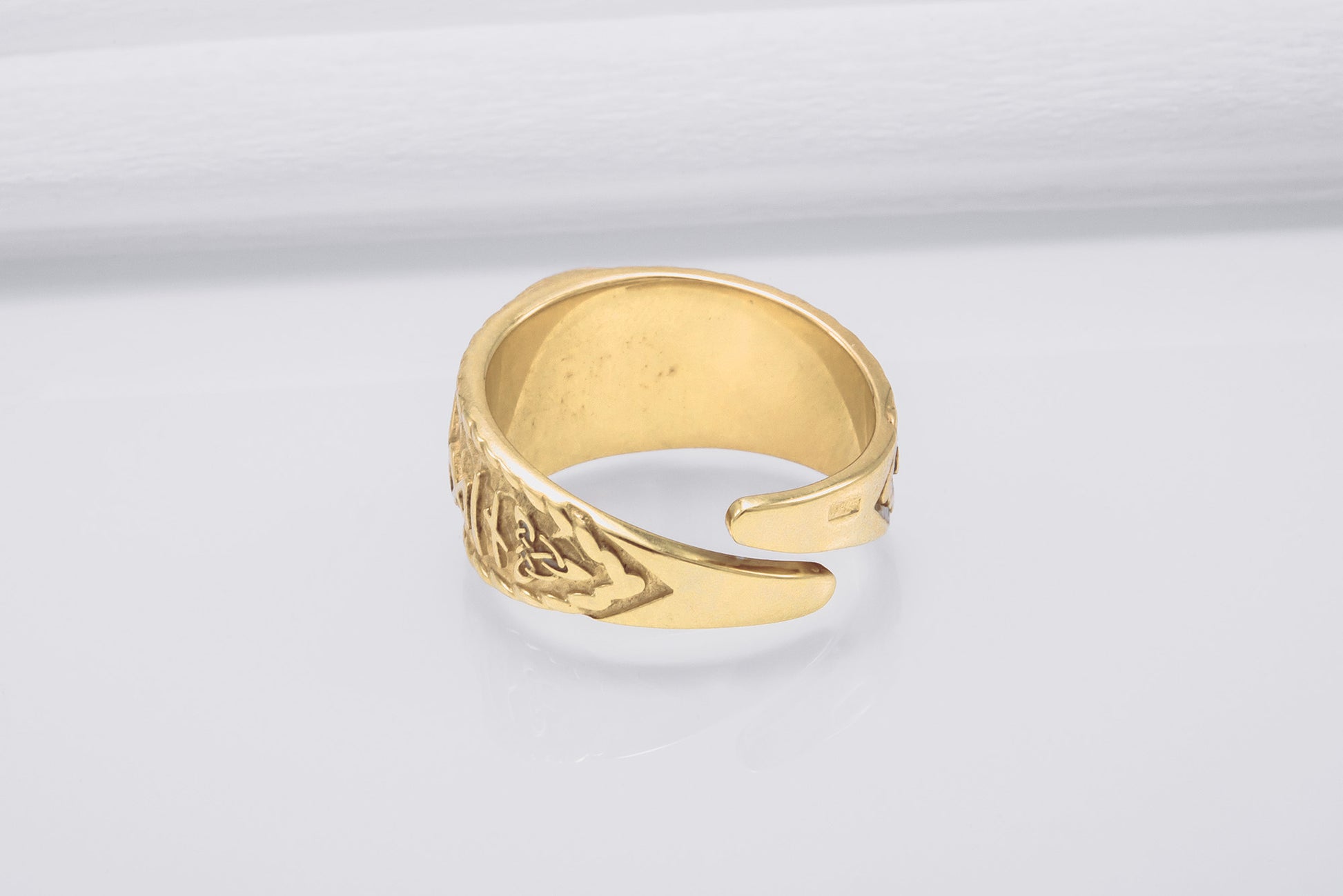 vkngjewelry Ring Handcrafted Helm Of Awe Symbol Odin Runes Gold Ring