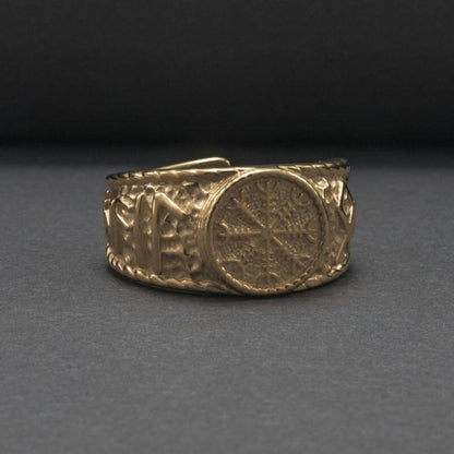 vkngjewelry Bagues Helm Of Awe Symbol Odin Runes Gold Ring