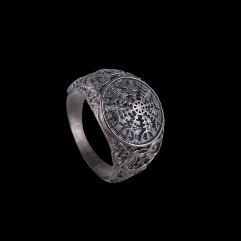 vkngjewelry Bagues Helm Of Awe Urnes Style Ruthenium Ring