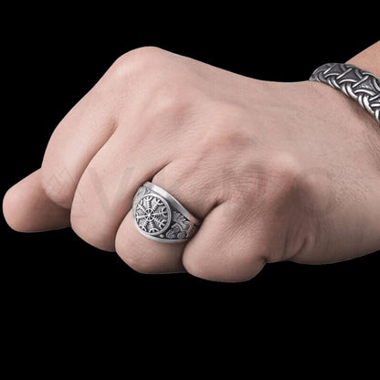 vkngjewelry Bagues Helm of Terror Silver Viking Ring