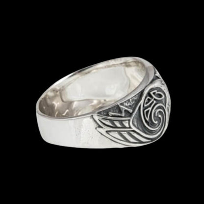 vkngjewelry Bagues Handcrafted Hugin Munin Ancient Ravens Side Sterling Silver Ring