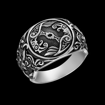 vkngjewelry Bagues Hugin Munin Urnes Style Sterling Silver