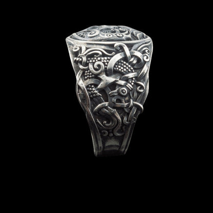 vkngjewelry Bagues Handcrafted Hugin Munin Urnes Style Sterling Silver