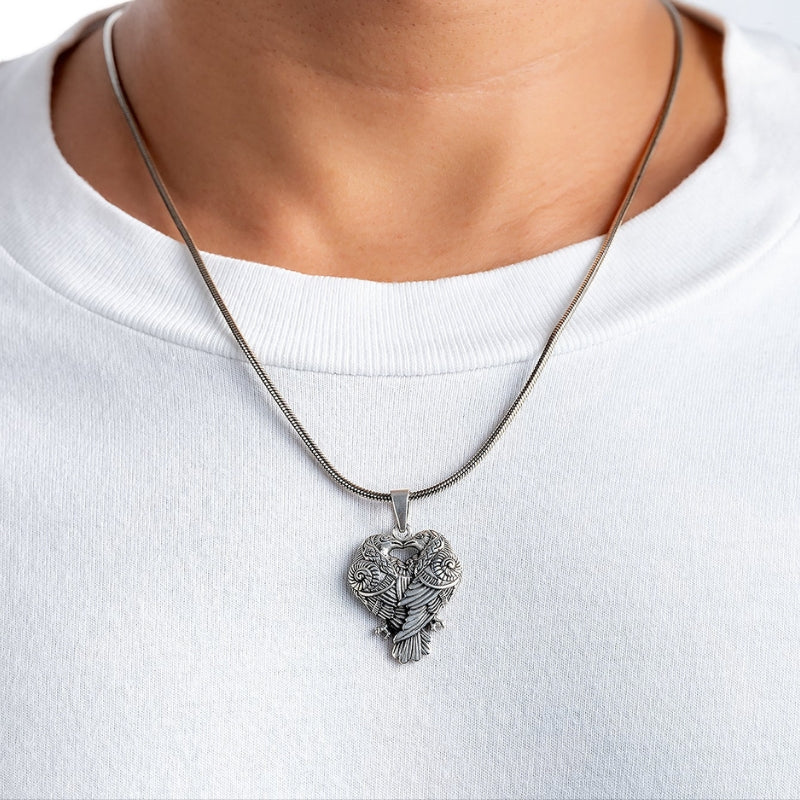 vkngjewelry Pendant 925 Sterling Silver Huginn And Muninn Raven Pendant