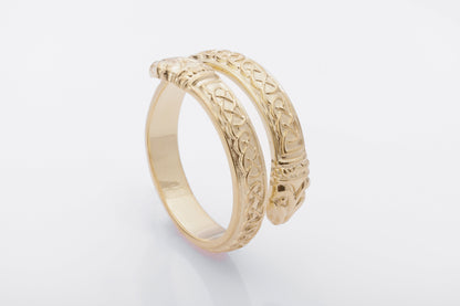 vkngjewelry Ring Handcrafted Jormungand Ornament Pagan Gold Ring