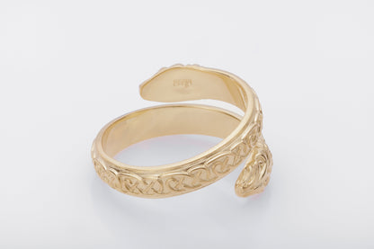 vkngjewelry Ring Handcrafted Jormungand Ornament Pagan Gold Ring