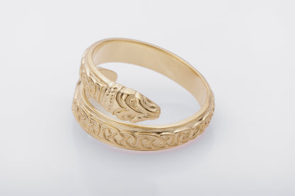 vkngjewelry Ring Handcrafted Jormungand Ornament Pagan Gold Ring