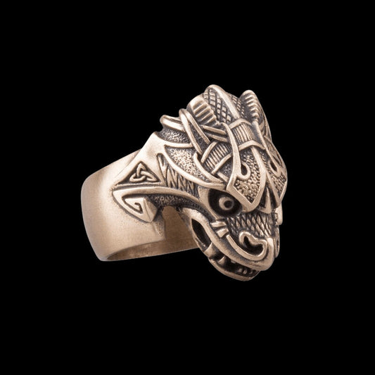 vkngjewelry Bagues Handcrafted Jörmungandr Midgard Serpent Bronze Ring