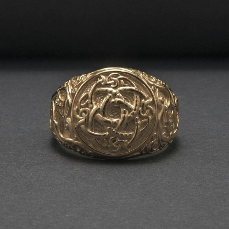 vkngjewelry Bagues Jormungandr Symbol Urnes Style Gold Ring