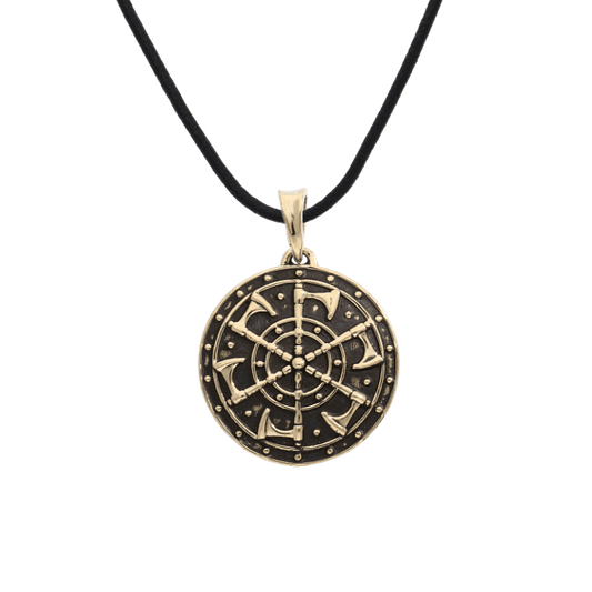 vkngjewelry Pendant Kolovrat Axes Symbol Bronze Pendant