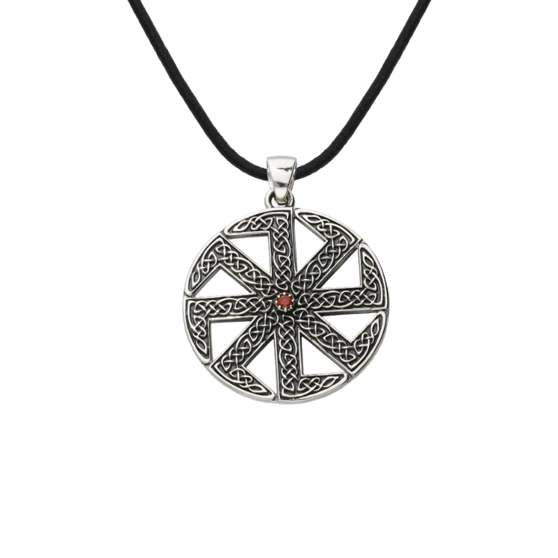 vkngjewelry Pendant Kolovrat Symbol Pagan Ornament Sterling Silver Pendant