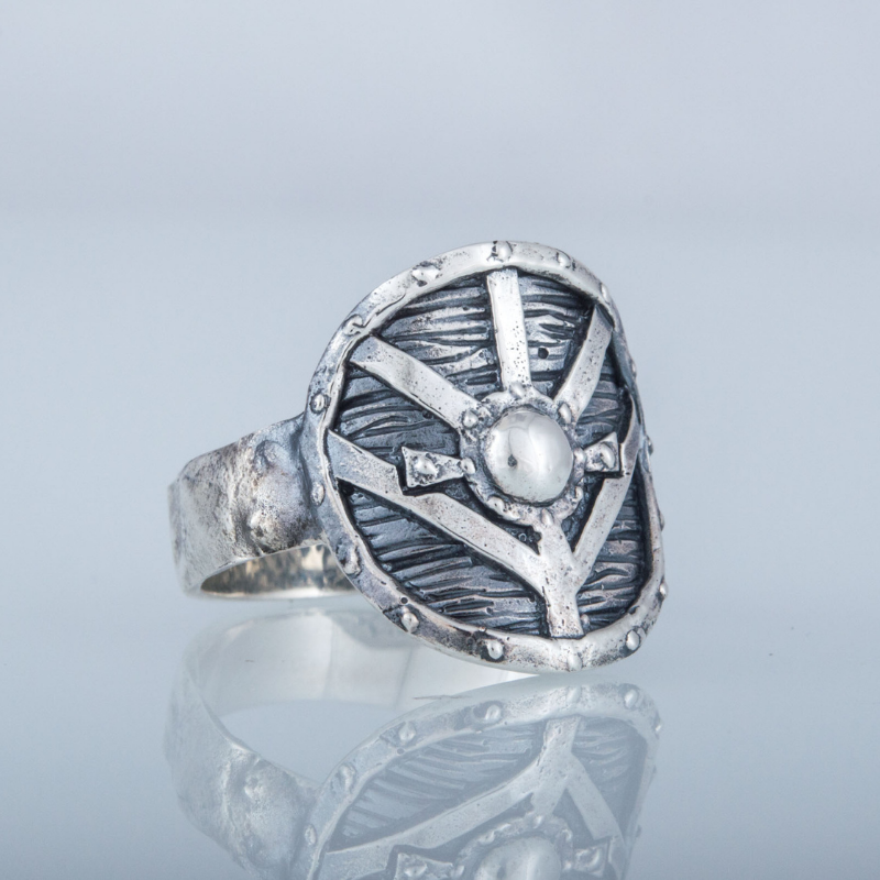 vkngjewelry Bagues Lagertha's Shield Sterling Silver Ring