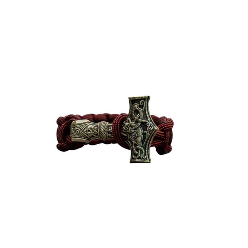 vkngjewelry Bracelet Large Thor Hammer Paracord Bracelet Bronze