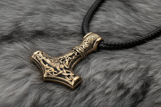 vkngjewelry Pendant Brass Mammen Axe Pendant Handcrafted Thor’s Hammer Necklace