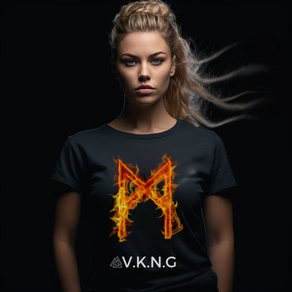 Printify T-Shirt Mannaz Flaming Rune V.K.N.G™ T-shirt Girly Cut