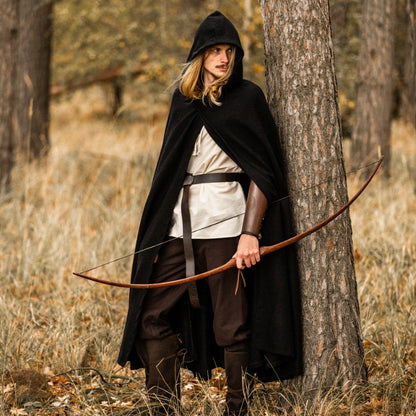 vkngjewelry Apparel & Accessories Medieval Hooded Cloak Thorian Wool black