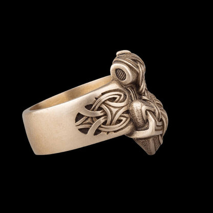 vkngjewelry Bagues Handcrafted Mjolnir Ring Bronze