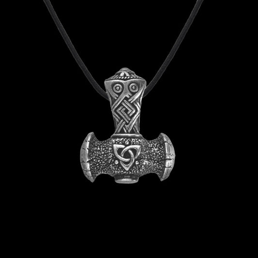 vkngjewelry Pendant Handcrafted Mjölnir Triquetra Silver Amulet