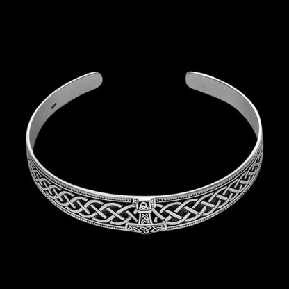 vkngjewelry Bracelet Mjölnir With Celtic Infinity Knots Bangle 925 Sterlin Silver