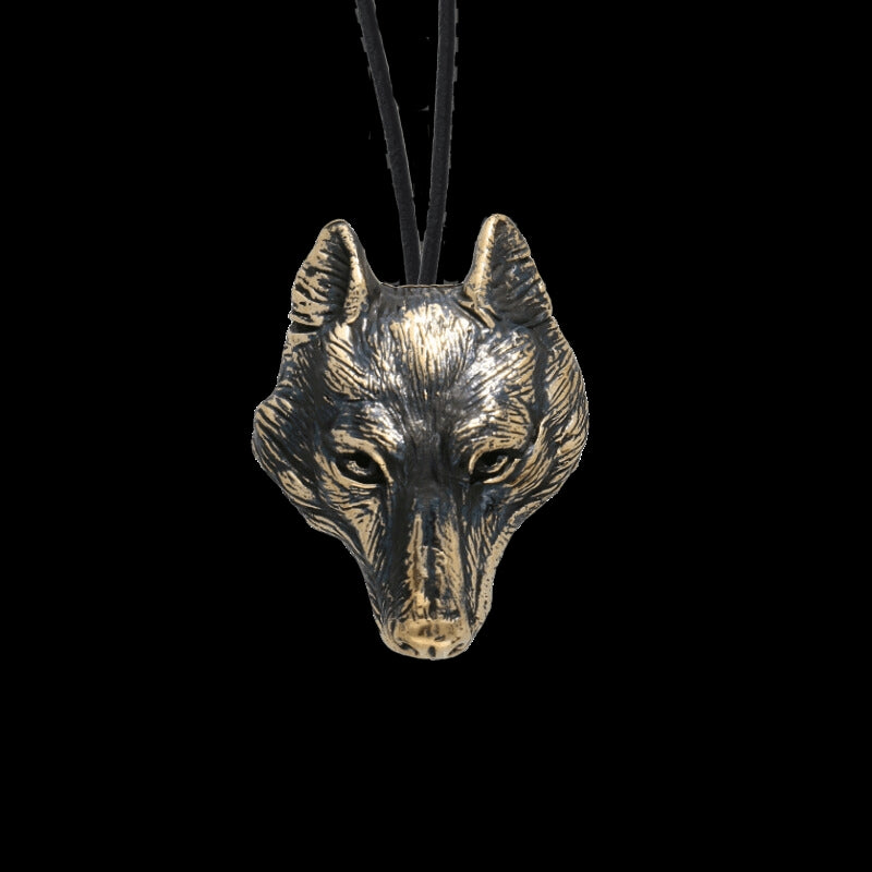 vkngjewelry Pendant Natural Wolf Head Bronze Pendant
