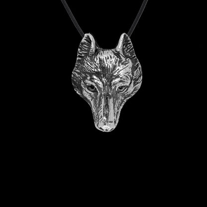 vkngjewelry Pendant Natural Wolf Head Sterling Silver Pendant