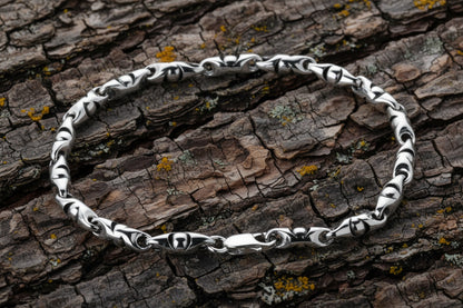 vkngjewelry Bracelet Viking Knotwork Link Bracelet, Handcrafted Sterling Silver Norse Jewelry