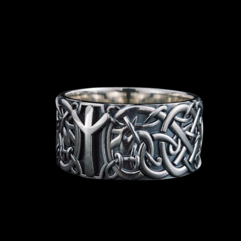 vkngjewelry Bagues Norse Ornament Algiz Rune Sterling Silver Ring