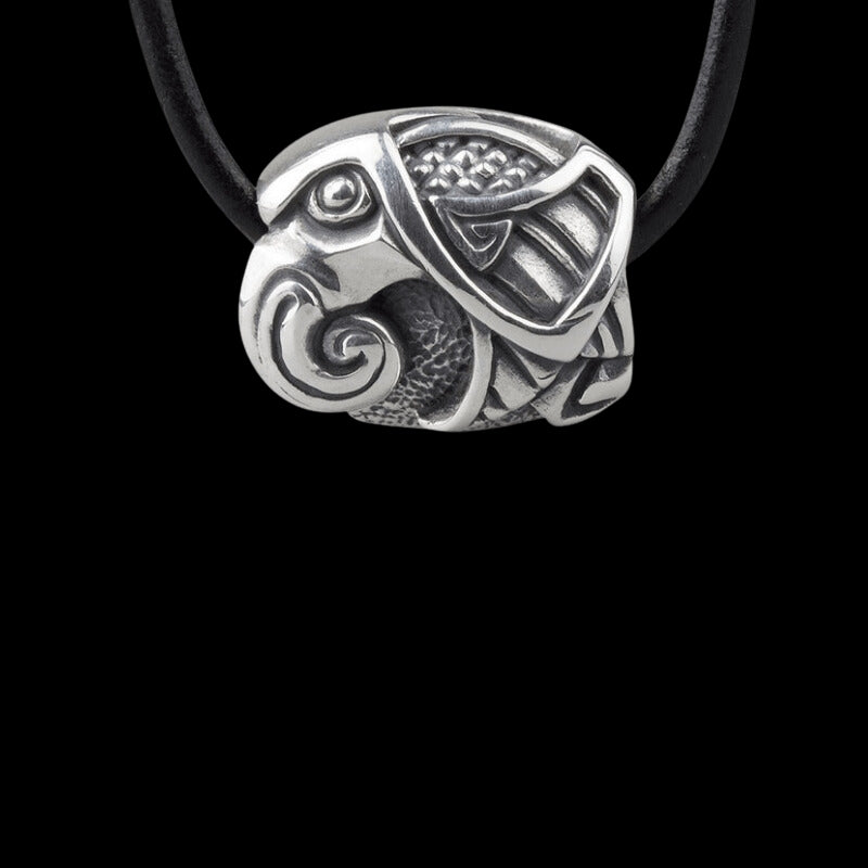vkngjewelry Pendant Handcrafted Norse Pendant Bead Hugin and Munin Sterling Silver