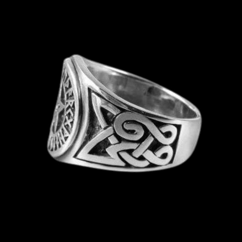 Norse Runes Futhark Pentagram Celtic Knot Wiccan Pagan Ring Silver ...