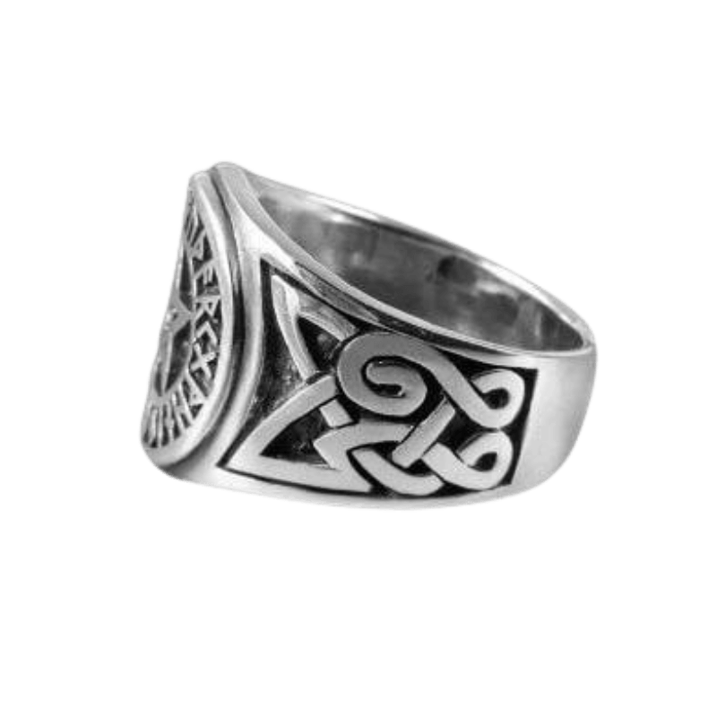 vkngjewelry Bagues NORSE RUNES FUTHARK PENTAGRAM CELTIC KNOT WICCAN PAGAN RING 925 STERLING SILVER