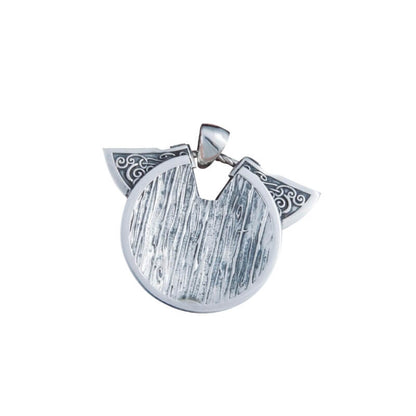 vkngjewelry Pendant Norse Shield Double Axes Alghiz Rune Sterling Silver Pendant