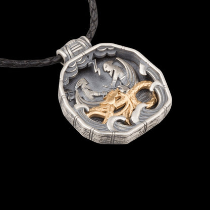 vkngjewelry Pendant Norse Thor's Encounter Jormungandr Sterling Silver Pendant