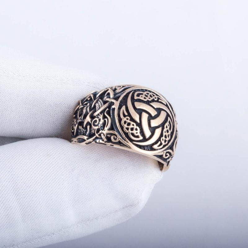vkngjewelry Bagues Odin Horn Symbol Mammen Ornament Bronze Ring