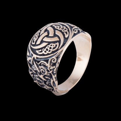 vkngjewelry Bagues Handcrafted Odin Horn Symbol Mammen Ornament Bronze Ring