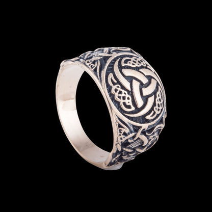 vkngjewelry Bagues Handcrafted Odin Horn Symbol Mammen Ornament Bronze Ring