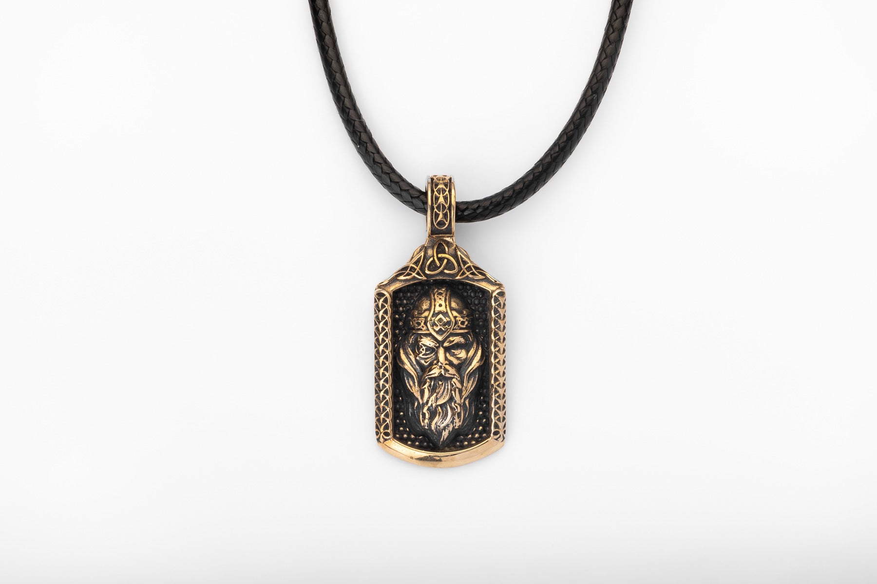 vkngjewelry Pendant Solid Brass Odin Pendant Handcrafted Viking Allfather Necklace