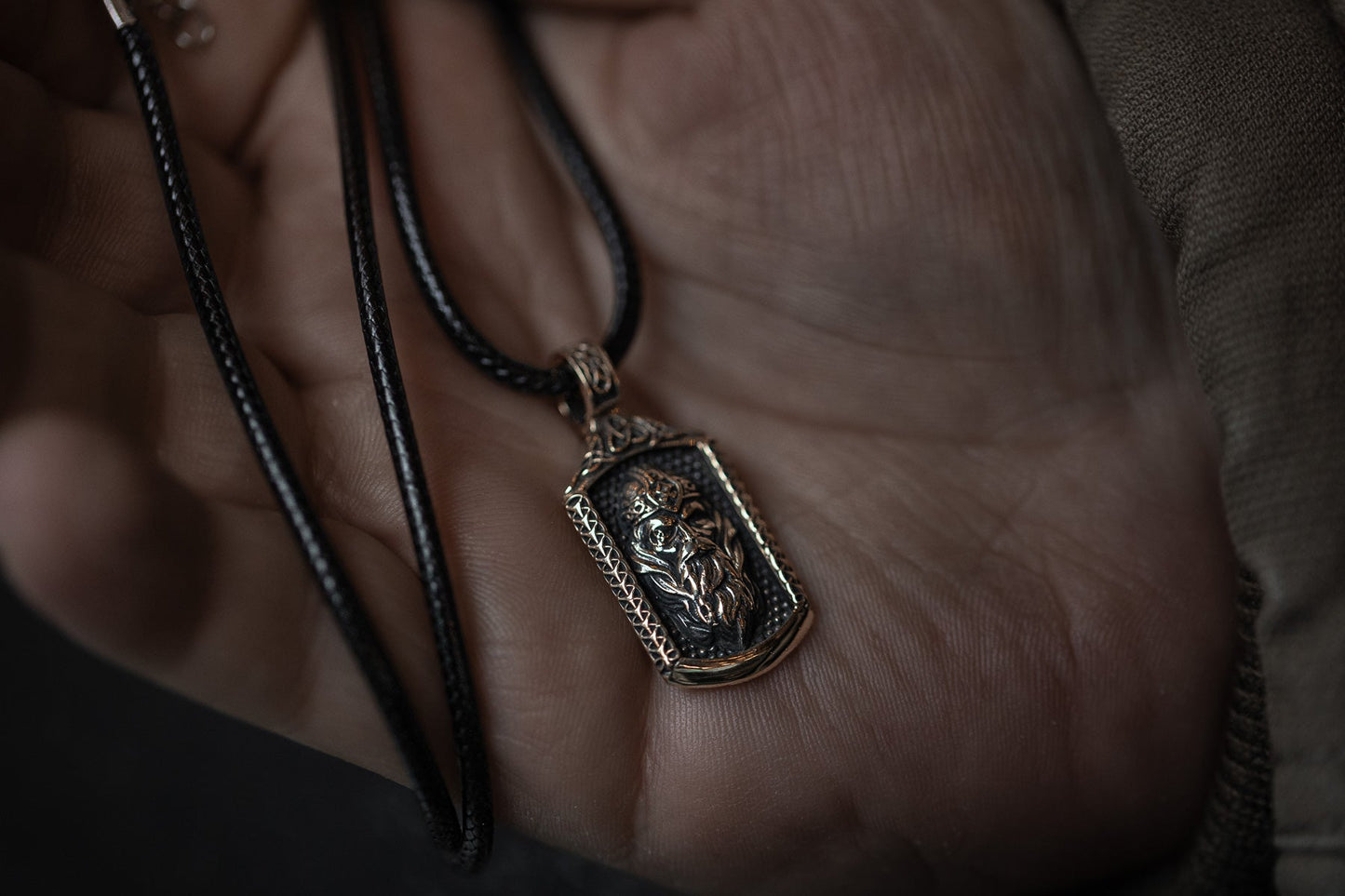 vkngjewelry Pendant Solid Brass Odin Pendant Handcrafted Viking Allfather Necklace