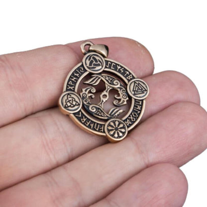 vkngjewelry Pendant Odin Raven Norse Symbols Bronze Pendant