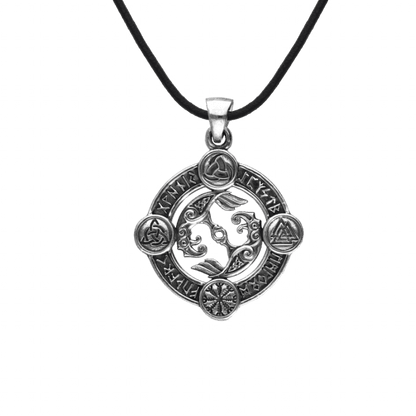 vkngjewelry Pendant Odin Raven Norse Symbols Sterling Silver Pendant