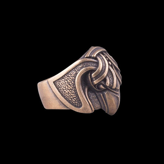 vkngjewelry Bagues Handcrafted Odin's Crow Bronze Nordic Ring