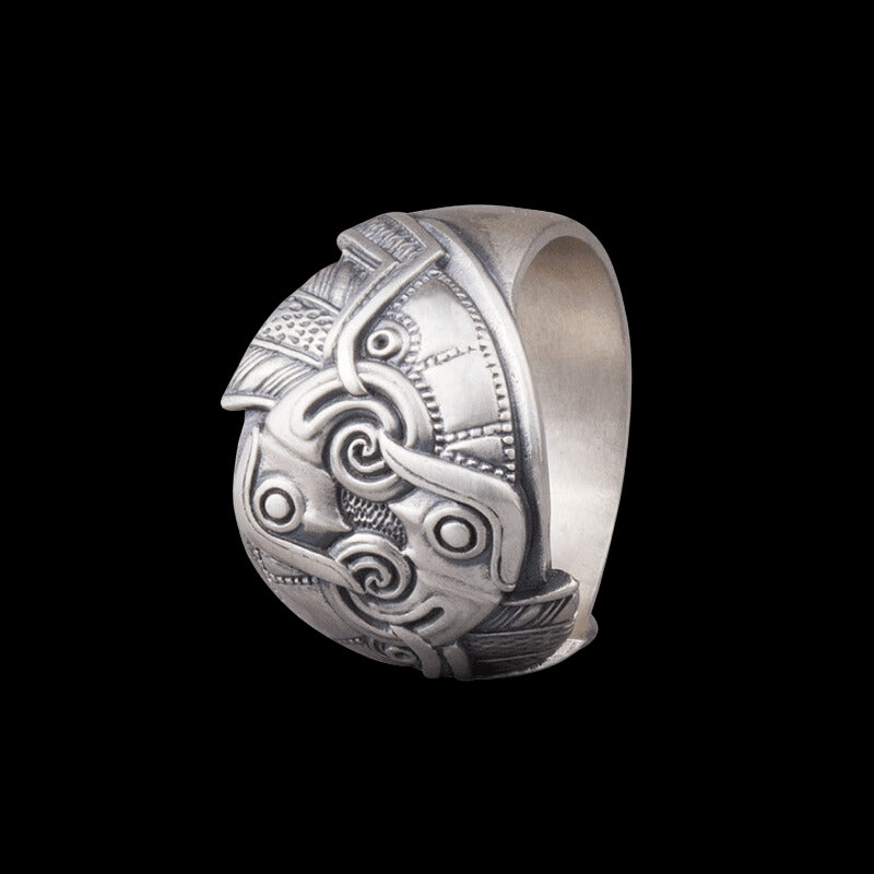 Handcrafted Odin's Raven Silver Ring
