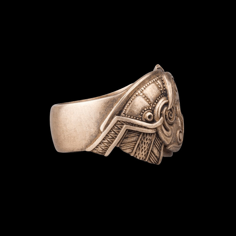 vkngjewelry Bagues Handcrafted Odin's ravens Bronze Ring