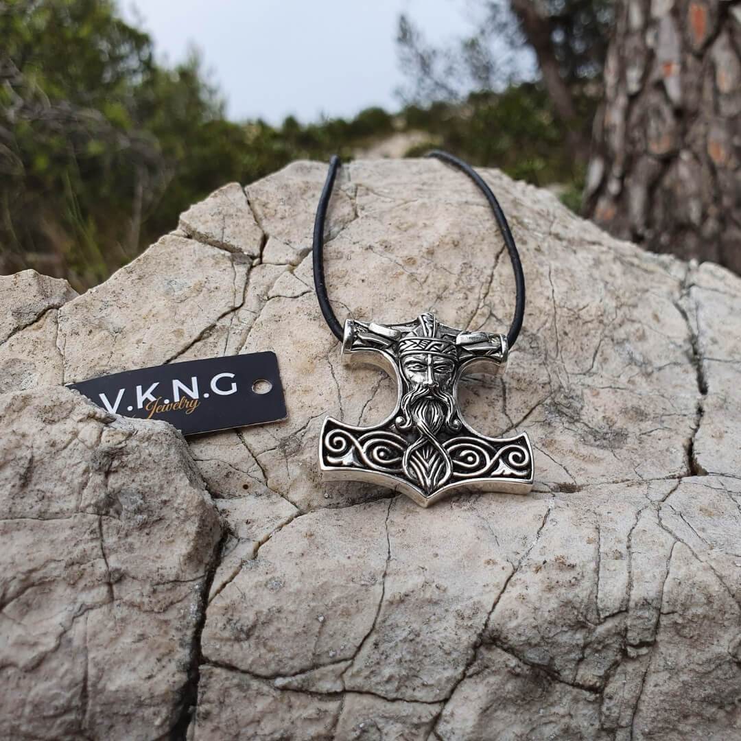 vkngjewelry Pendant Odin Thor Hammer Mjolnir Norse Large Sterling Silver Pendant