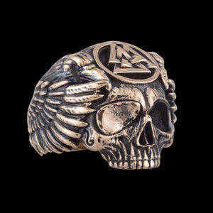 vkngjewelry Bagues Handcrafted Odin with Valknut Symbol Bronze Ring
