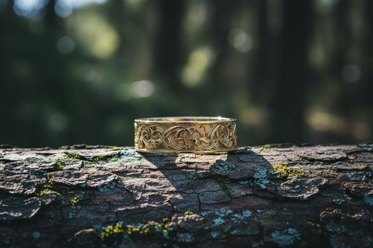 vkngjewelry Ring Handcrafted One Side Viking Ornament Gold Ring