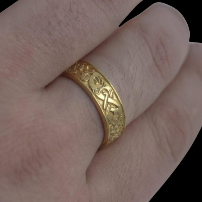 vkngjewelry Bagues One Side Viking Ornament Gold Ring