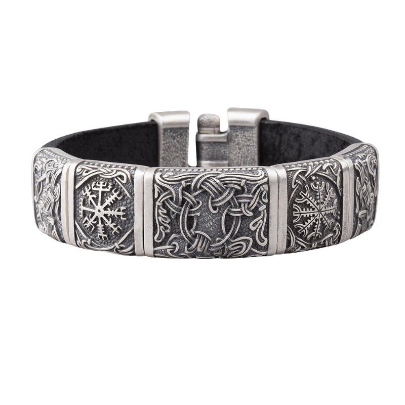 Wolf Head Viking Bracelet, Viking Bead Bracelet, Viking Arm Ring